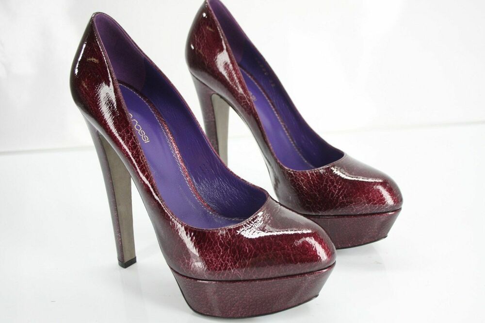 Sergio Rossi Patent Leather Miladys Platform Heel Pumps size 39 New